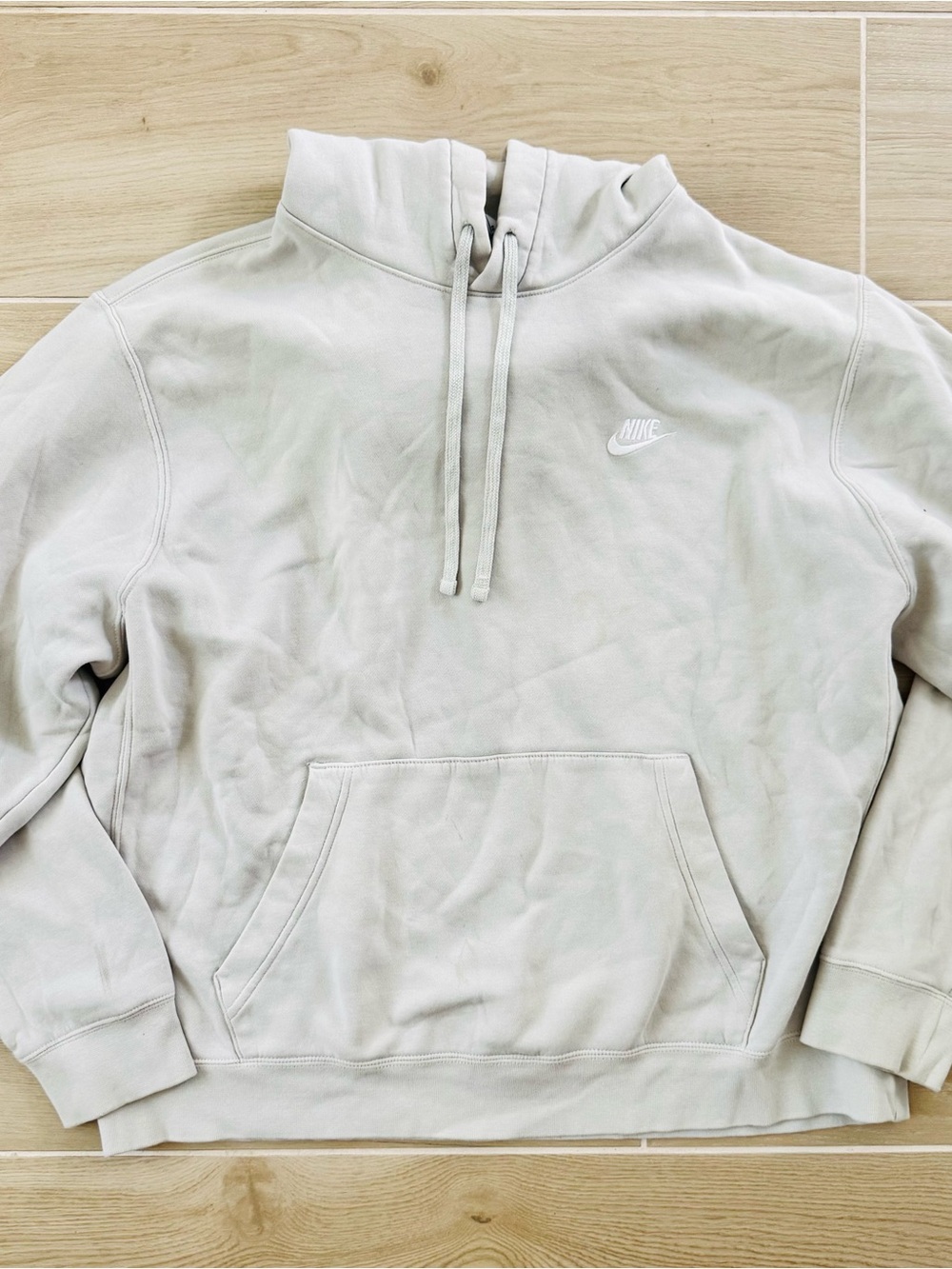 Nike Off-White/Light Gray Hoodie with Black Swoosh Tag